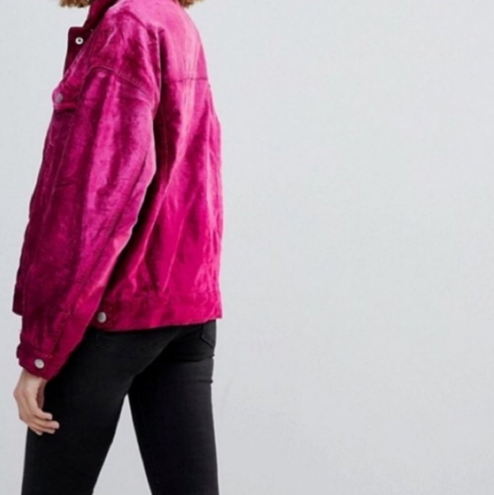 Free People Velvet Trucker Pink Jacket M/L - Picture 4 of 12
